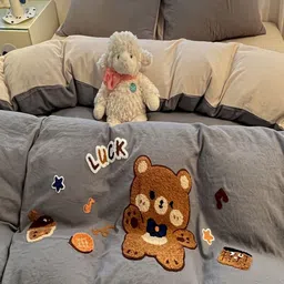 JC HOME Khaki & Brown Geometric Polycotton 4 Piece Double Queen Regular Bedding Set image 1