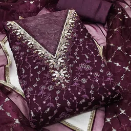 KALINI Embroidered Organza Unstitched Dress Material-picture-37