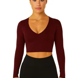 PUERY Women V-Neck Cotton Fitted Crop Top-picture-33