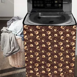The Furnishing Tree Washing Machine Cover Floral Pattern Coffee Brown Compatible for Whirlpool 7 Kg image 2