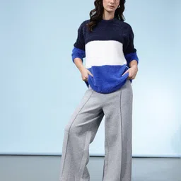 glitchez Faux Fur Trim Colourblocked Pullover image 3