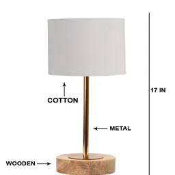 Devansh Grey Wood Cylindrical Shaped Table Lamp image 4