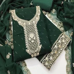Lilots Floral Embroidered Zari Unstitched Dress Material-image-73