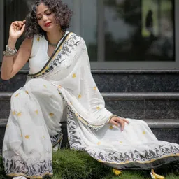 Rujave Ethnic Motifs Linen Blend Kanjeevaram Saree image 5