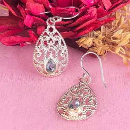 Zhupuk Silver-Plated Brass Crystals Drop Earrings-image-61