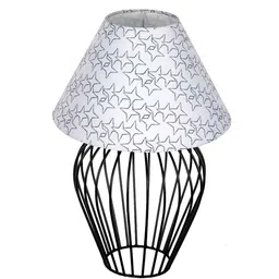 homesake Black Bedside Table Lamp with Geometric Metal Base and Fabric Shade, Wire Tulip with Star Cone Shade image 4