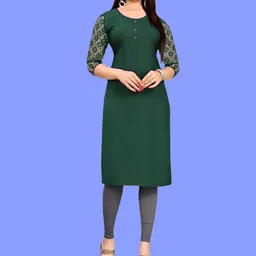 Coft Geometric Checked Keyhole Neck Cold-Shoulder Sleeves Thread Work Crepe Kurta-image-1