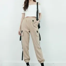 HIGH BUY Women Smart Solid High-Rise Jogger Trousers-picture-27