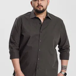 Snitch Men Plus Size Classic Regular Fit Spread Collar Solid Cotton Casual Shirt-picture-31