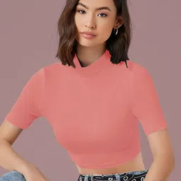 Dream Beauty Fashion High Neck Fitted Crop Top-picture-10