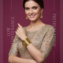 MANSIYAORANGE Set Of 2 Gold-Plated Artificial Beaded Cuff Bracelet image 2