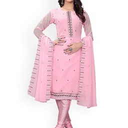 HERE&NOW Floral Embroidered Sequinned Georgette Unstitched Dress Material-picture-37