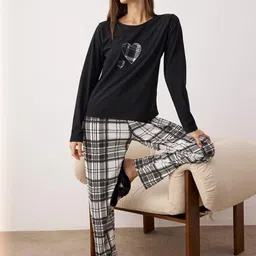 Trendyol Women Pure Cotton Printed Night suit-picture-30