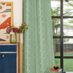 urban space Green & White Embroidered Long Door Curtain-picture-24