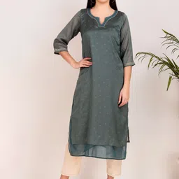 zuri Silk Notch Neck Straight Kurta-picture-28