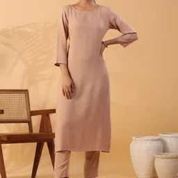 HouseOfCommon Women Regular Kurta with Trousers-picture-28