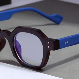 goglassic Unisex Round Sunglasses With UV Protected Lens SZ 2002-BLUE-BROWN-CLEAR image 2