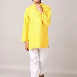 V-Mart Boys Embroidered Regular Sequinned Pure Cotton Kurta with Pyjamas image 1