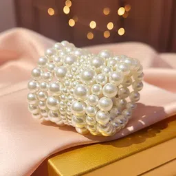 ORANGENYSHA Women Pearls Studded Rhodium-Plated Multistrand Bracelet image 4