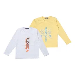 NeuVin Kids Pack of 2 Typography Printed Round Neck T-shirts-image-20