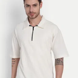 HAUTEMODA Textured Pure Cotton Polo Collar T-shirt-picture-15