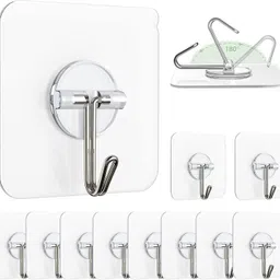 15 Pcs Adhesive Hooks for Wall Heavy Duty Strong Nail Free Hook Without Drilling Hook 15-image-73
