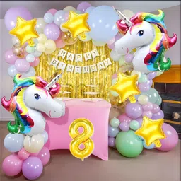 groovy dudz 8th Unicorn Theme Birthday Decoration Combo Kit for Girls (Set of 67)-picture-27