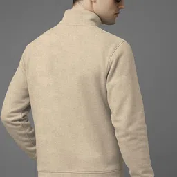 tripr Men Solid High Neck Beige Sweater image 2