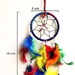 krafthouse Dream Catcher Wall Hanging Handmade Beaded Circular Net with Feather Decoration Ornaments for positive energy Set Of 2 (Multi) Feather Dream Catcher image 4