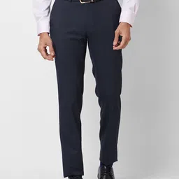 raymond Men Slim Fit Dark Blue Polyester Trousers image 1
