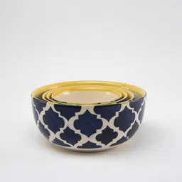 hindustani saudagar Ceramic Serving Bowl Blue Umrao Multi Size Ceramic Bowls 1000 ML, 750 ML, 500 ML and 350 ML, Set of 4 image 3