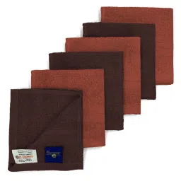 sassoon fab Orange and Dark Brown Anatolia Solid 500 GSM Cotton Face Towels (Set Of 6) image 2