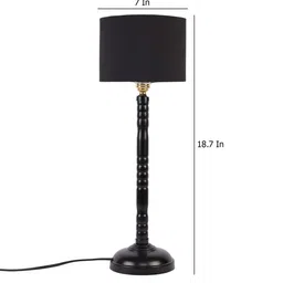 new era Black Cotton Shade Country Table Lamp With Black Base image 5