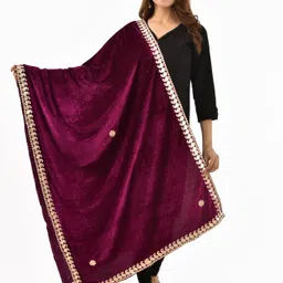 pk hub Velvet Embroidered Purple Women Dupatta-picture-24