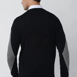 van heusen Men Colorblock V Neck Blue Sweater image 2