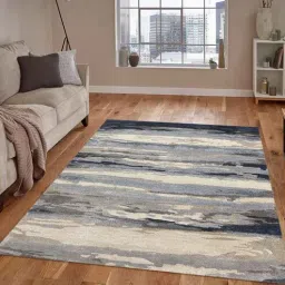 Grey Abstract Viscose 4 ft x 6 ft Hand Tufted Carpet by Saraswati Global-image-31