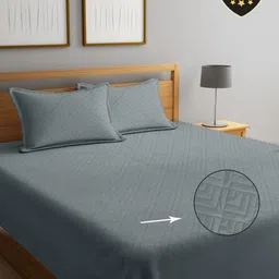 KLOTTHE Grey Double King Bed Cover With 2 Pillow Covers-picture-21