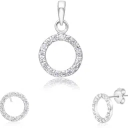 Femme Jam 925 Sterling Silver Zirconia Crystal Round Pendant & Earrings for Women & Girls Swarovski Crystal White Gold Pendant-picture-22