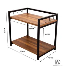 decoworld Brown Mild Steel & Engineered Wood Microwave Stand for Kitchen Counter image 3