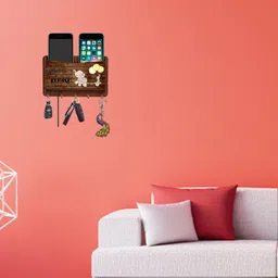 aps art plus store Wall Decorative Wooden Key Holder With Storage Box And Mobile Stand Wood Key Holder image 4