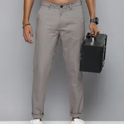 r.code by the roadster life co. Men Regular Fit Grey Pure Cotton Trousers-picture-11