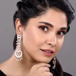 Saraf RS Jewellery Rose Gold Plated Classic Drop Earrings image 4