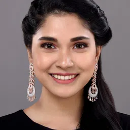 Saraf RS Jewellery Rose Gold Plated Classic Drop Earrings image 5