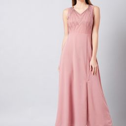 athena Women Fit and Flare Pink Maxi/Full Length Dress-picture-14