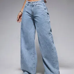 whisq Women Loose Fit High Rise Light Blue Jeans image 4