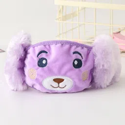 mopslik 2 Pcs Warm Winter Fleece Cartoon Earmuff With Face Mask for Girls Pink Violet Ear Muff image 4