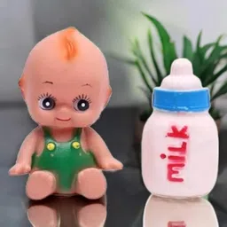 ragvee Squeeze Doll with Feeding Bottle Bath Toys for Kids Baby Bath Toys Rattle image 3