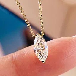 zarkan Hallmarked Silver Oval Cut AD Pendant With Link Chain With Gold Plating Rhodium Silver Pendant Set image 4