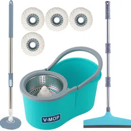 v-mop Premium Classic Spin Bucket Mop With 4 Refills (( 6 Months Warranty on Rod )) Mop Set-picture-37