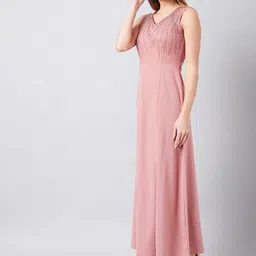 athena Women Fit and Flare Pink Maxi/Full Length Dress image 3